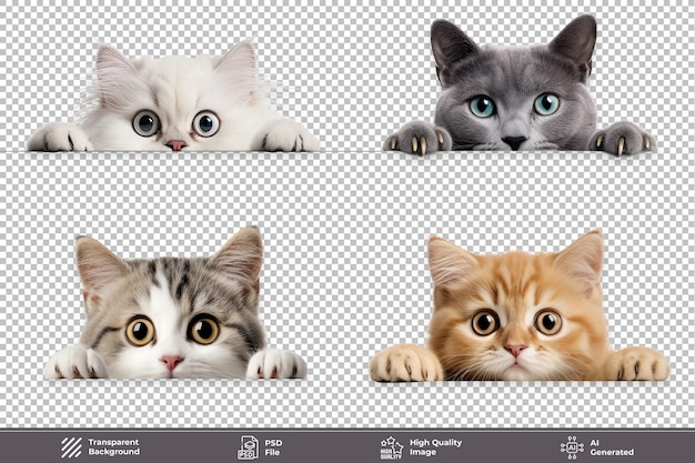 Peeking cats clipart on transparent background