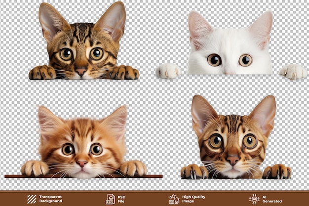 Peeking cats clipart on transparent background