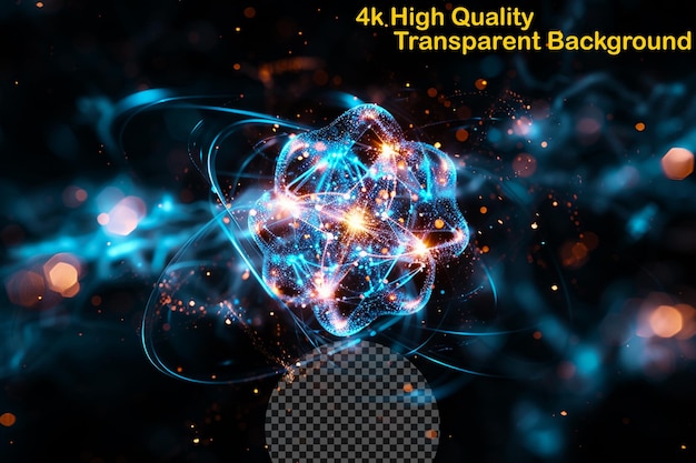 PSD peer into the fabric of reality with glowing quantum pa on transparent background