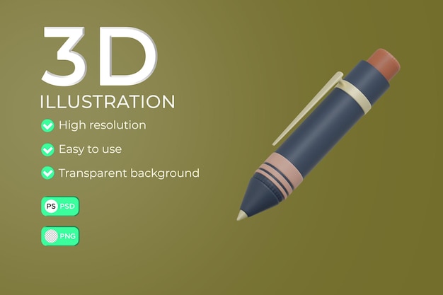 PSD pen 3d icon illustration design