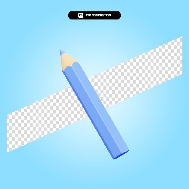 Pencil 3d render illustration isolated