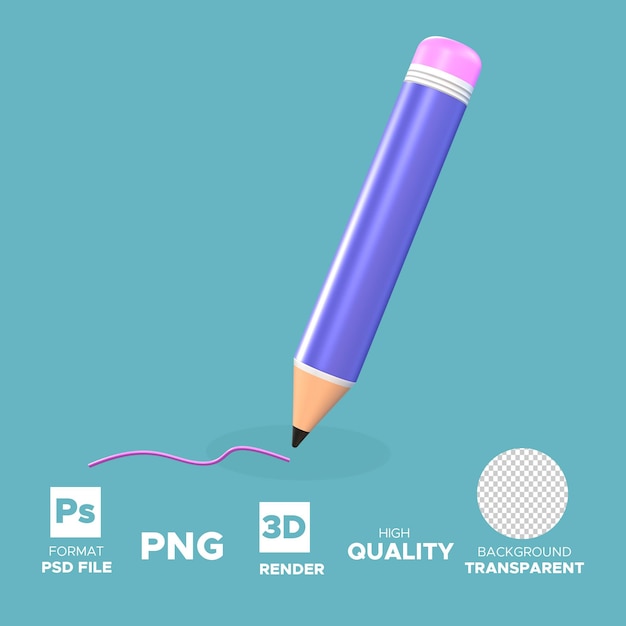 Pencil 3D Rendering Isolated Object