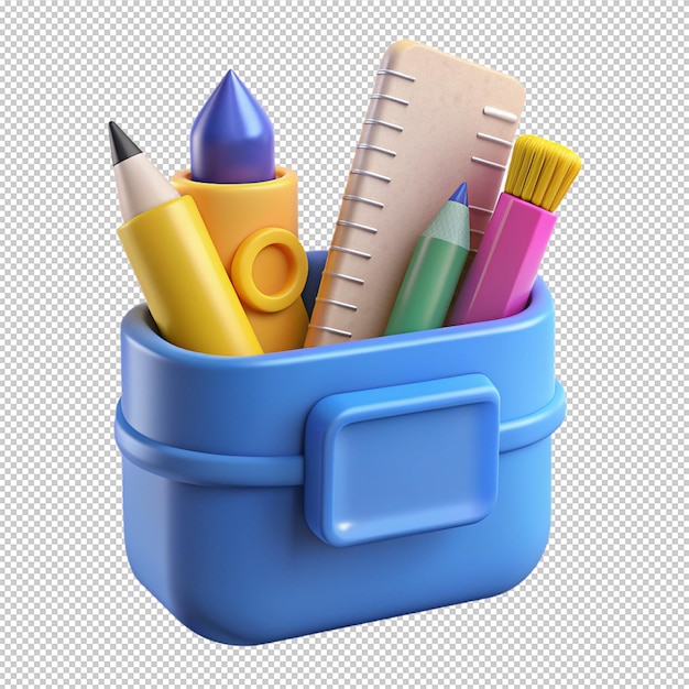 PSD pencil case 3d education school icon object