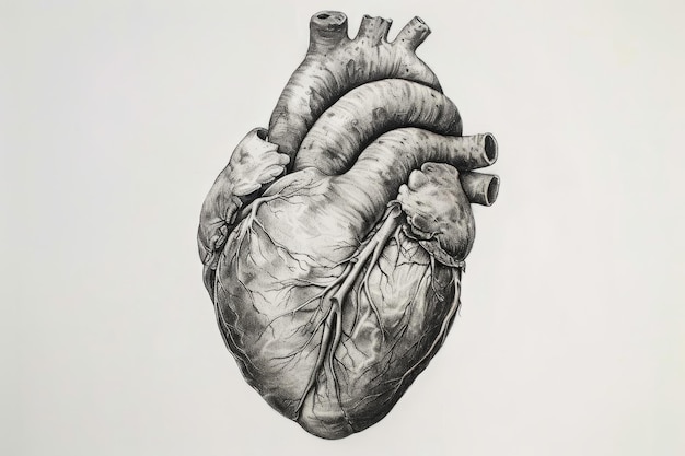 Pencil drawing of a human heart Transparent background