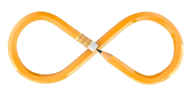 Pencil forms an infinity symbol 3D rendering isolated on transparent background