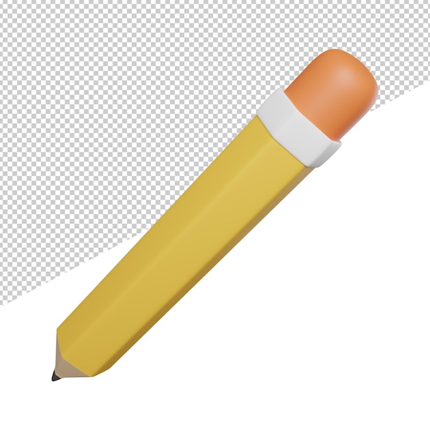 Pencil School Equipment side view 3d rendering icon illustration ont transparent background