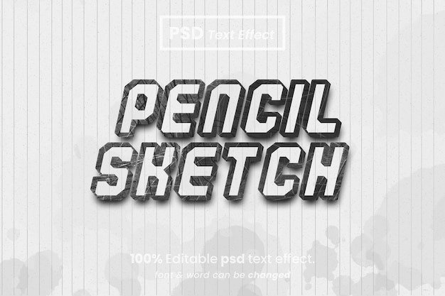 Pencil sketch 3d text effect