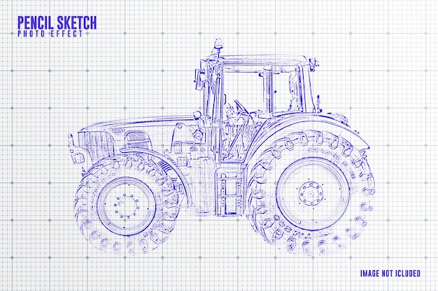 Pencil Sketch blueprint photo effect