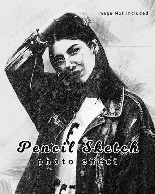 Pencil sketch photo effect template