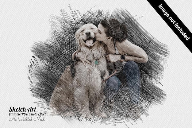 Pencil sketch photo effect template