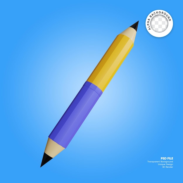 Pencil two side 3d element of stationery