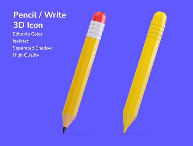 Pencil write draw in 3d asset design icon