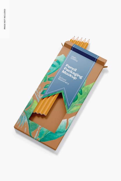 Pencils Packaging Mockup, Perspective