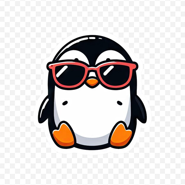 PSD a penguin wearing sunglasses with a pair of red sunglasses