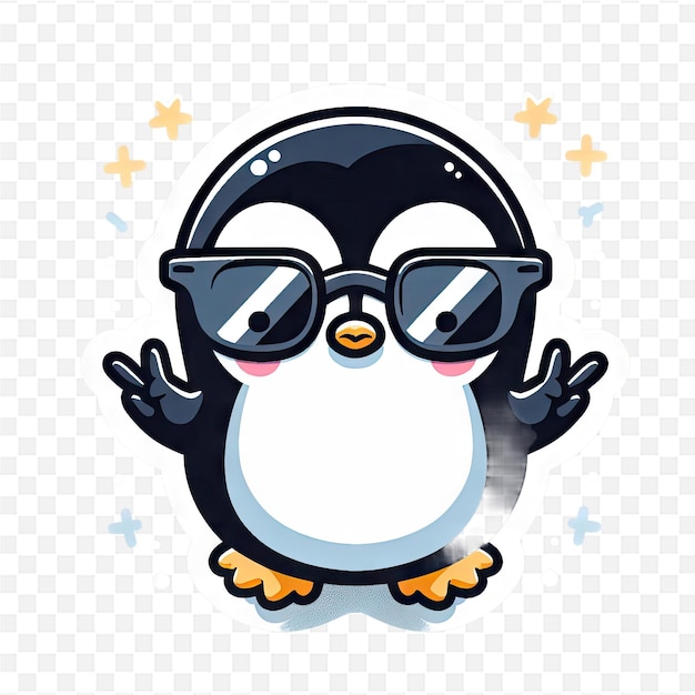 PSD a penguin wearing sunglasses with the word penguin on it