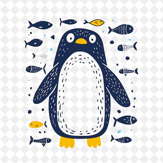 PSD a penguin with fish in it and a fish in the background