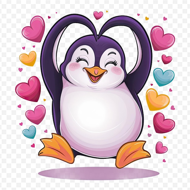 PSD a penguin with hearts and a heart on it