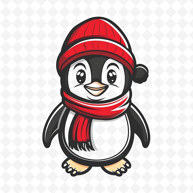 PSD penguin with a red hat on a white background