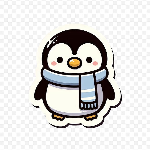 a penguin with a scarf that says penguin on it