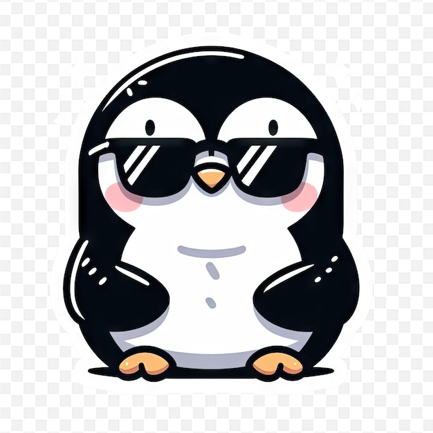 PSD a penguin with sunglasses and a heart on his face