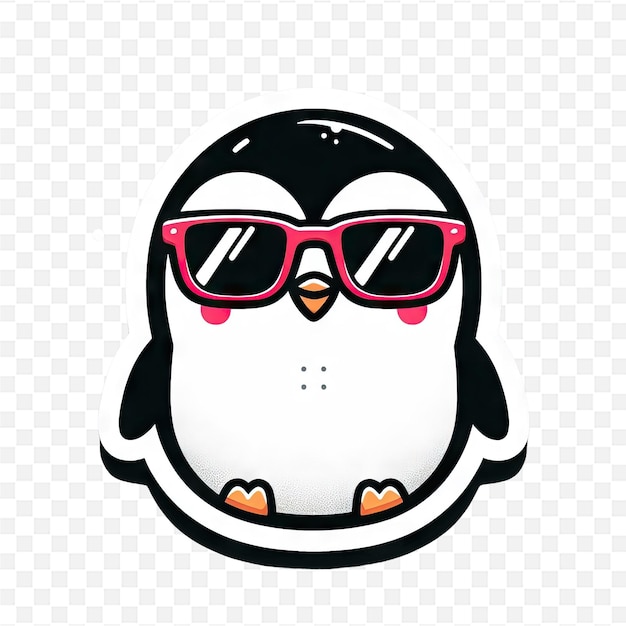 PSD a penguin with sunglasses on its face and a penguin on the left