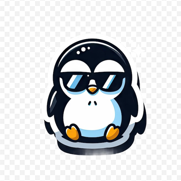 a penguin with sunglasses on its head sits in a circle