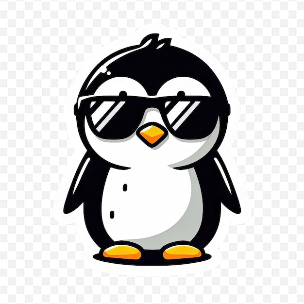 a penguin with sunglasses on a white background