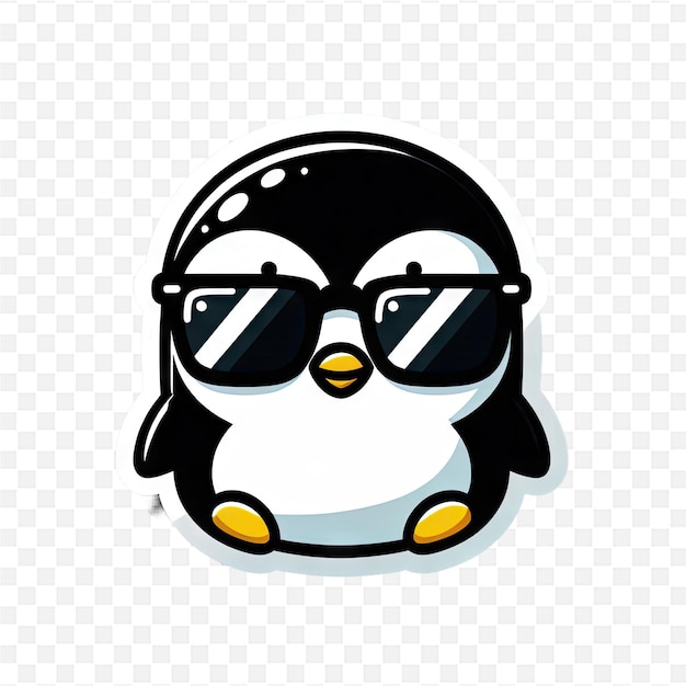 a penguin with sunglasses on a white background