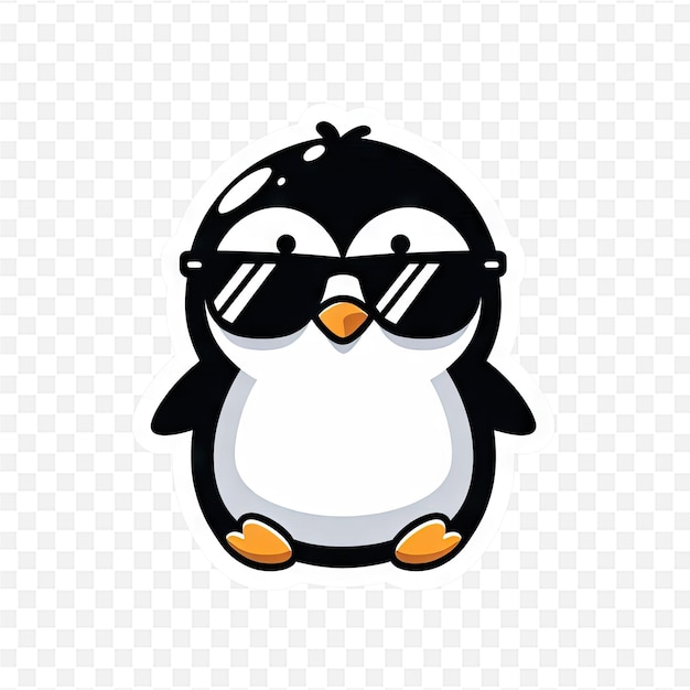 PSD penguin with sunglasses on a white background