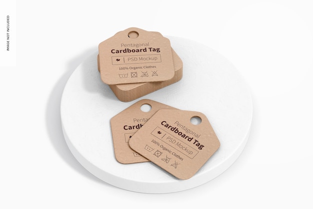 Pentagonal Cardboard Tags Mockup