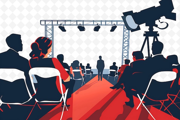 PSD people attending a film screening at the cannes film festiva flat illustration culture character