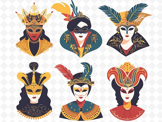 People Attending a Venetian Carnival Masquerade Design Is Op Flat Illustration Culture Character