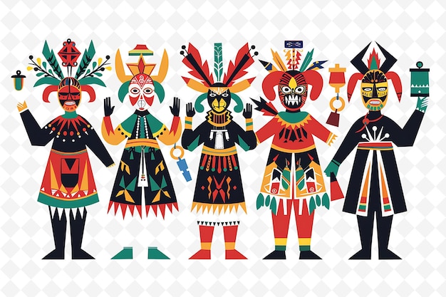 People Celebrating the Traditional Bulgarian Kukeri Festival Flat Illustration Culture Character