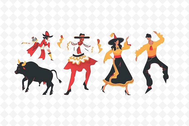 People Dancing During Fiesta De San Fermn Design Is Vibrant Flat Illustration Culture Character