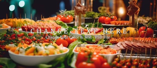 PSD people group catering buffet food indoor in restaurant