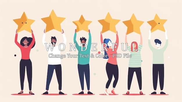 PSD people holding five stars for customer review