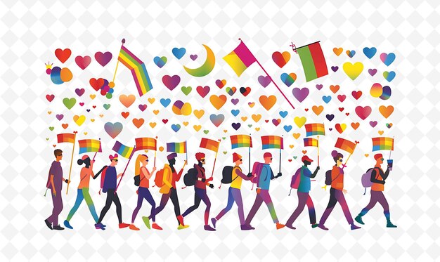 People Marching in a Gay Pride Parade Design Is Bold and Col Flat Illustration Culture Character