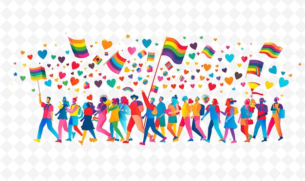 People Marching in a Gay Pride Parade Design Is Bold and Col Flat Illustration Culture Character