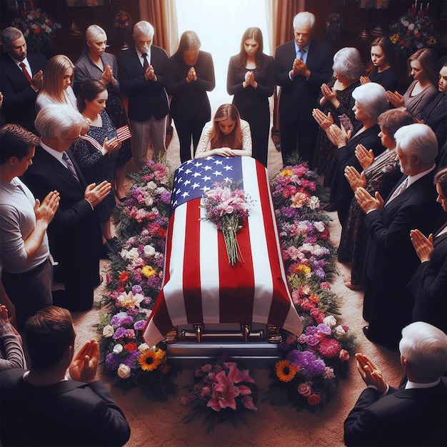 people standing in a circle with a flag on it