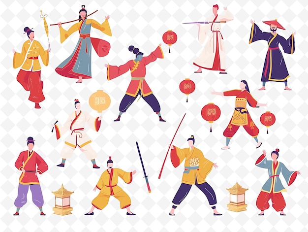 People Watching Chinese Martial Arts Design Is Powerful and Chinese Festival Illustration Theme