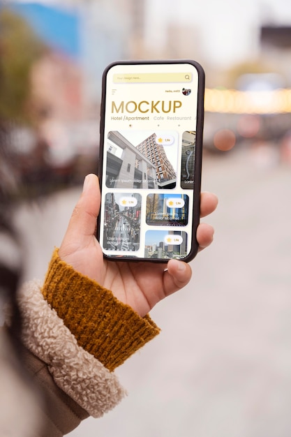 People with technology mockup