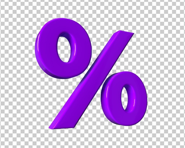 Percent discounts purple icon 3d render