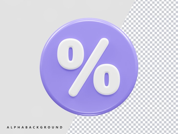 Percent icon 3d render illustration vector