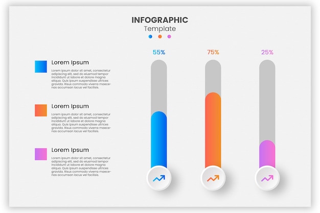 percentage diagram bar chart flat infographic with description template