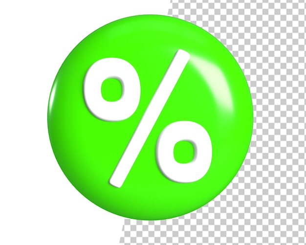 Percentage green symbol 3d render