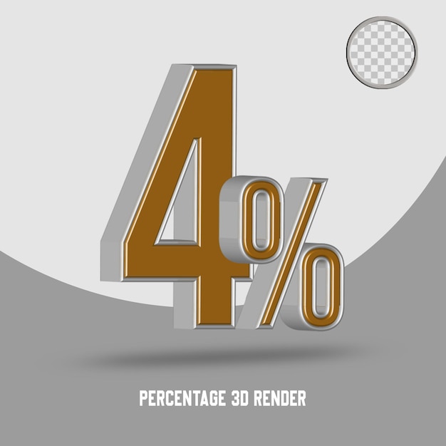 PERCENTAGE  NUMBER 3D RENDER GOLD SILVER STYLE