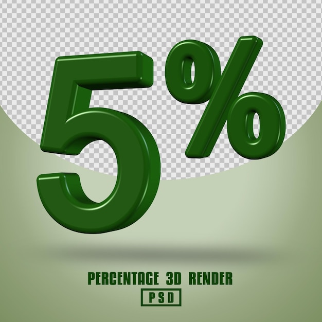 PERCENTAGE NUMBER 3D RENDER GREEN COLOR