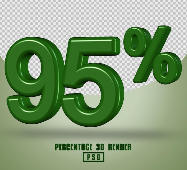 PERCENTAGE NUMBER 3D RENDER GREEN COLOR