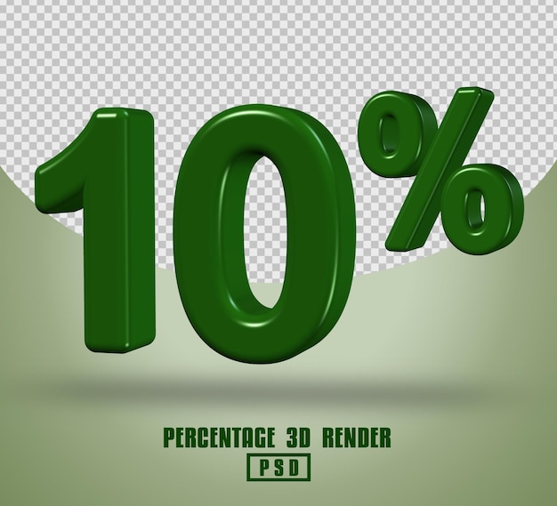 PERCENTAGE NUMBER 3D RENDER GREEN COLOR