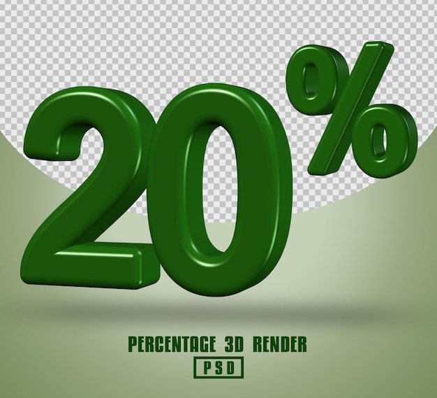 PERCENTAGE NUMBER 3D RENDER GREEN COLOR